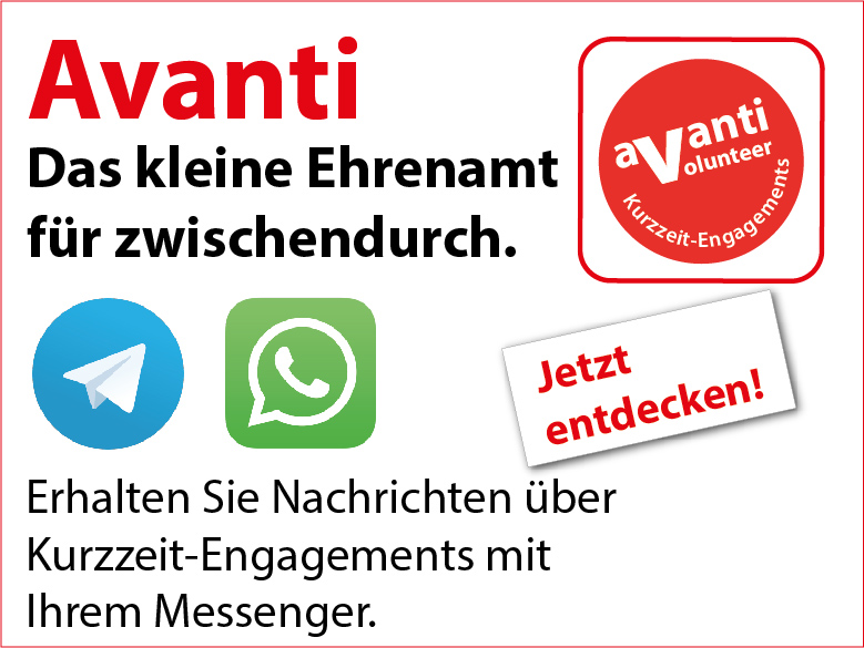 Avanti Volunteer: Helfer:innen für kurzfristige, zeitlich begrenzte Freiwilligeneinsätze gesucht